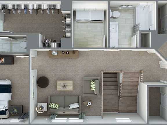 Forest Lake Townes Plan 2 Second Floor 3D Floor Plan