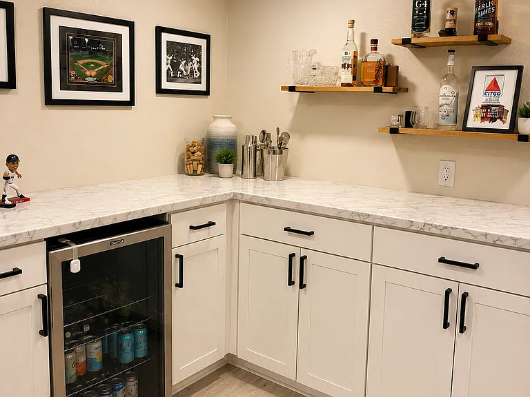 dry bar area located on the lower level