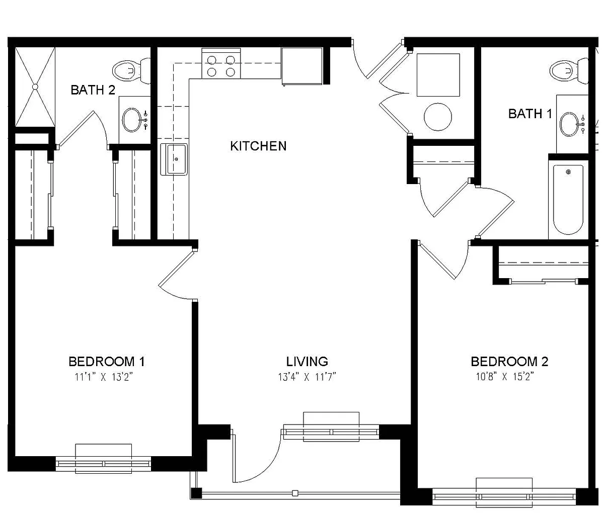 Floor plan 02 Two Bedroom Two Bath