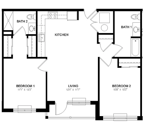 Floor plan 02 Two Bedroom Two Bath