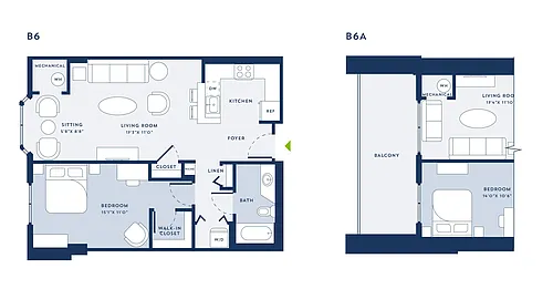 Floor plan 1 Bed/1 Bath-B6