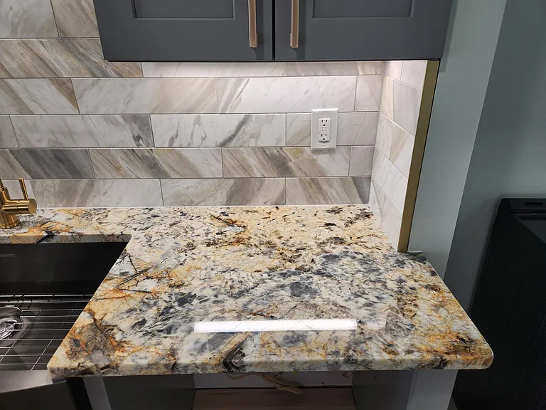 Granite kitchen countertops.