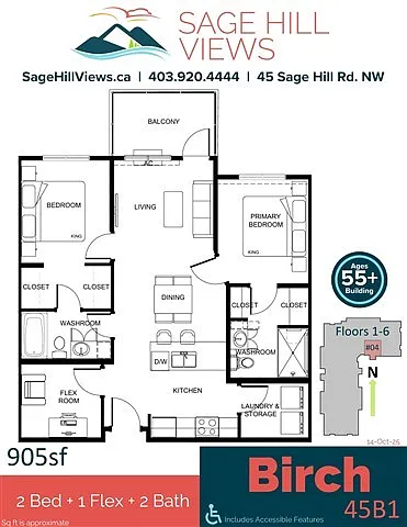 Floor plan 45B1 - Birch - Ages 55+ Building