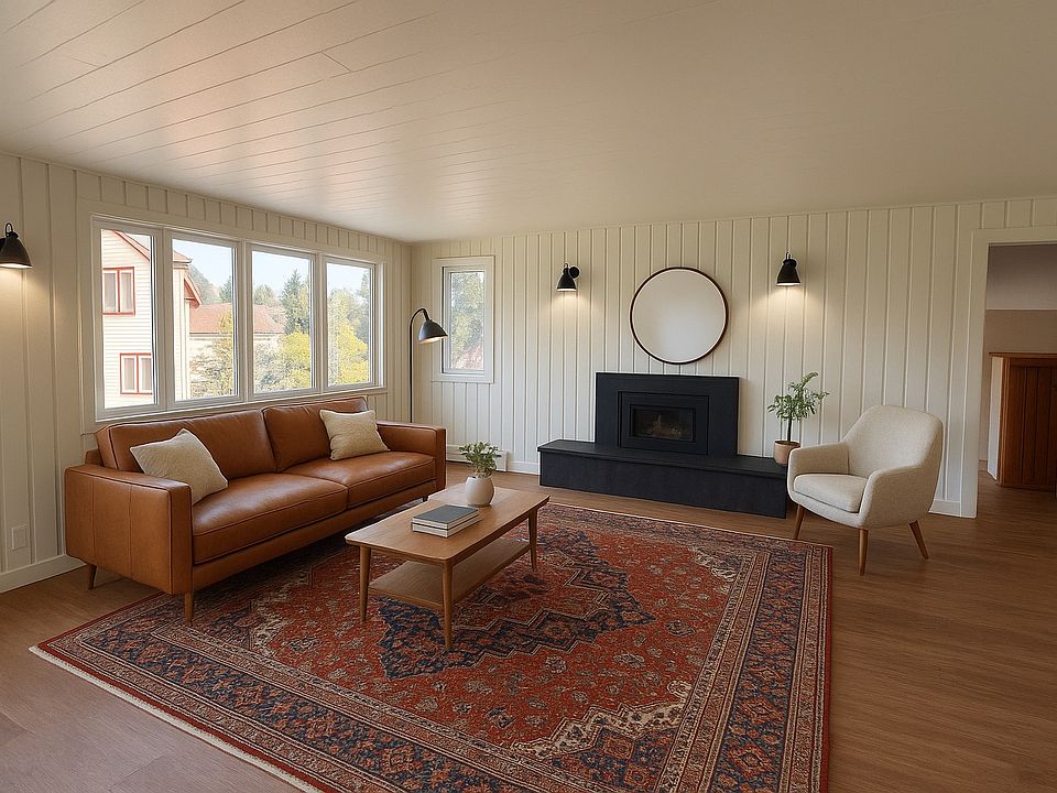 Main living area with gas firelplace.