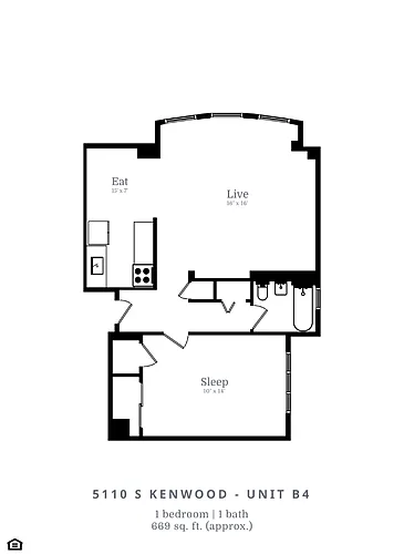 Floor plan 1 Bed | 1 Bath (B4)