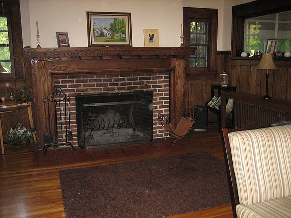 Stone field fireplace in living room