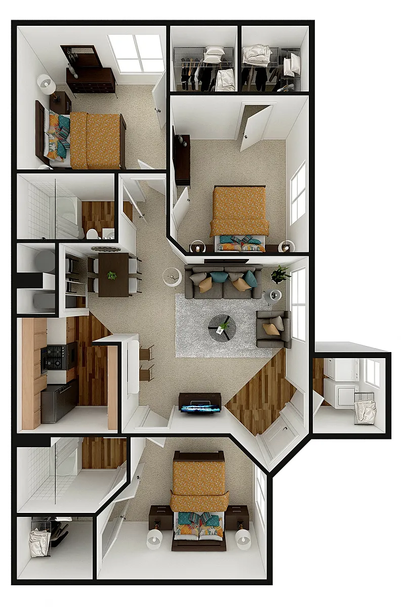 Floor plan Three Bed Two Bath
