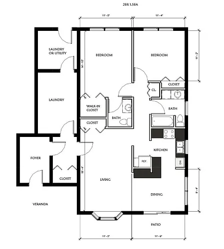 Floor plan 2 Bedroom- Condo