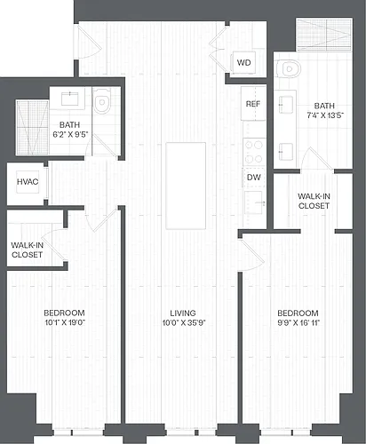 Floor plan 2 Bed/2 Bath-BD2