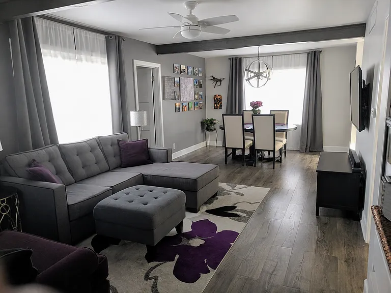 Living/dining room. Window coverings will remain.