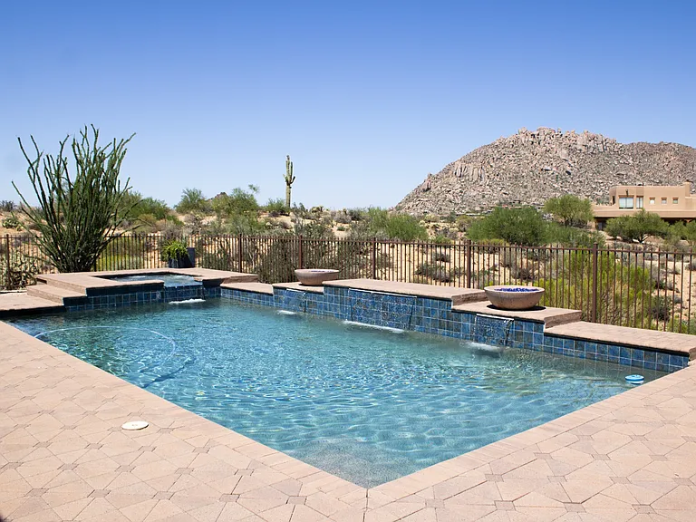 Resort-Style Pool & Spa with Fire & Water Features