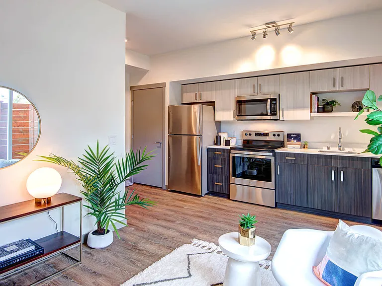 Kitchen and Living Room with Hard Surface Flooring
