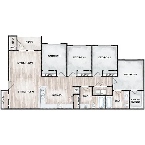 Floor plan 4 bedroom 2 Bath