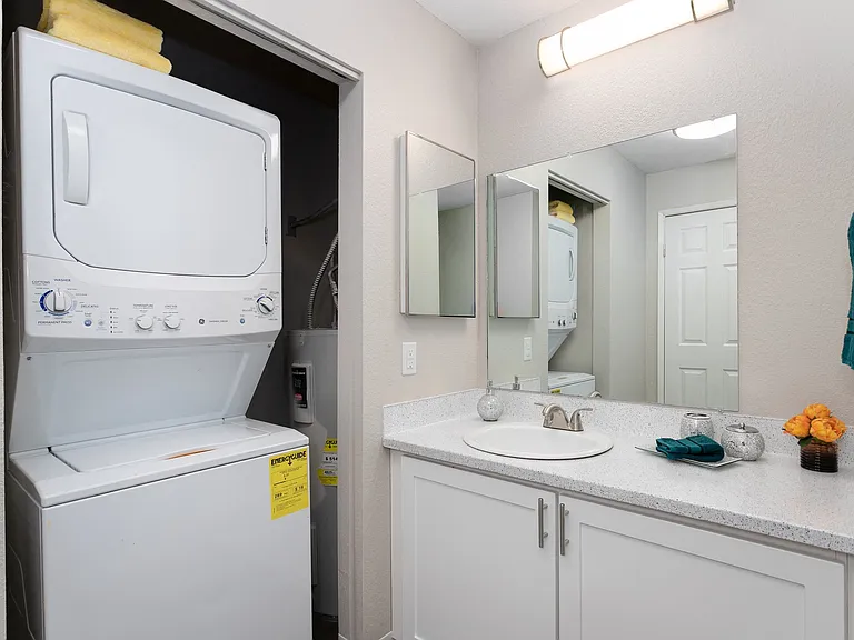 Bayview Apartment Homes Bathroom Vanity and Laundry Closet