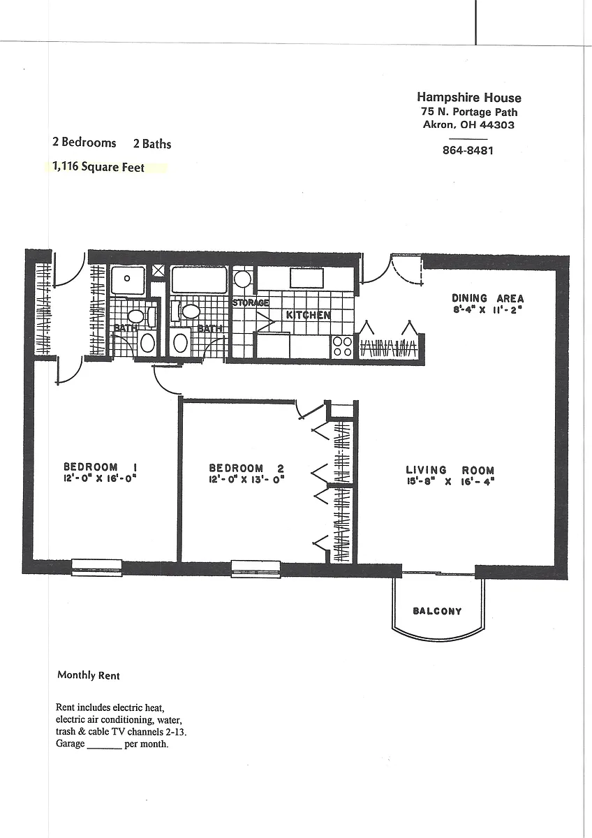 Floor plan 2 Bedroom 2 Bathroom