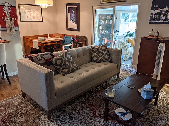 Living room and kitchen nook.