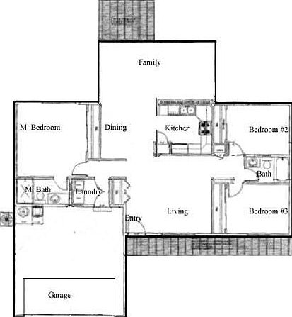 1445 plan - Split bedrooms, 3 bed 2 bath frml living and great room.