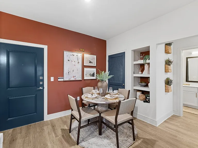 Dining Area with Built-In Shelves