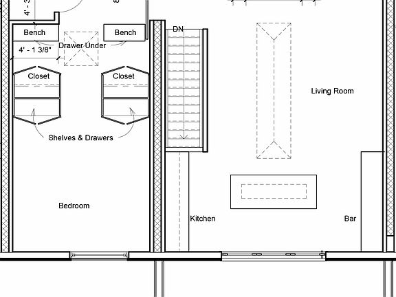 Upper Level living, bedroom and deck