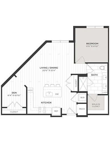 Floor plan 1 Bed/1 Bath Den-A4