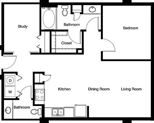 Gallery At Turtle Creek - A2 - 1 Beds - 1 Baths - 908 Sq. ft.
