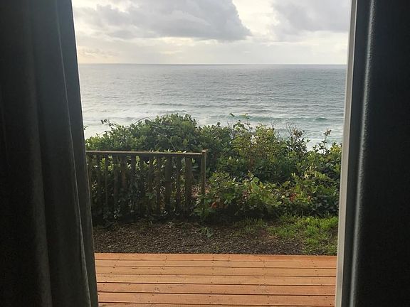 View through sliding glass door