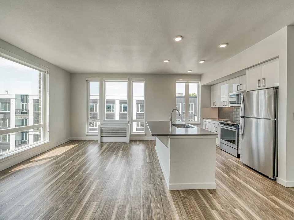 Open concept living and dining area