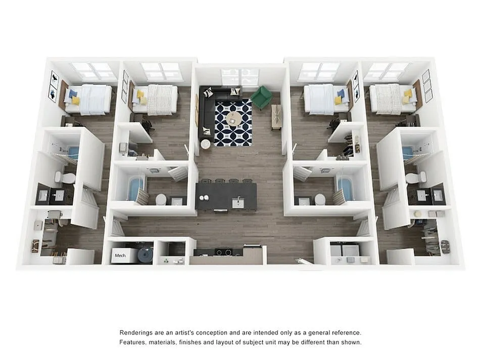 Floor plan 4BR/4BA - D1
