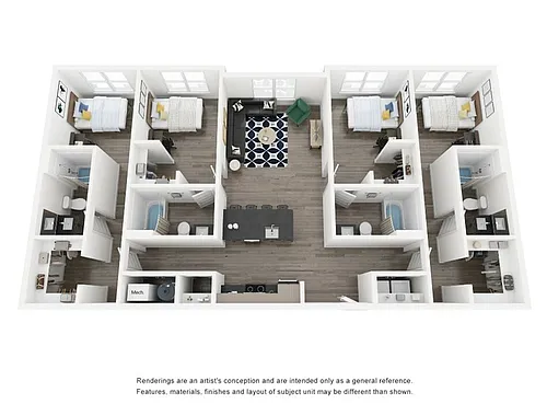 Floor plan 4BR/4BA - D1