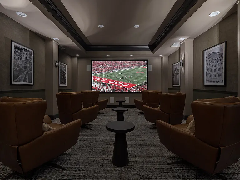 Enjoy movie nights in our private theatre roomjust steps from home.