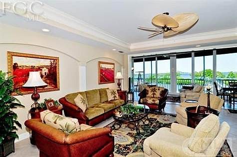 The Great Room ~ Open Arrangement. Tile Floors, Tray Ceilings, Crown Molding, Wall Niches.