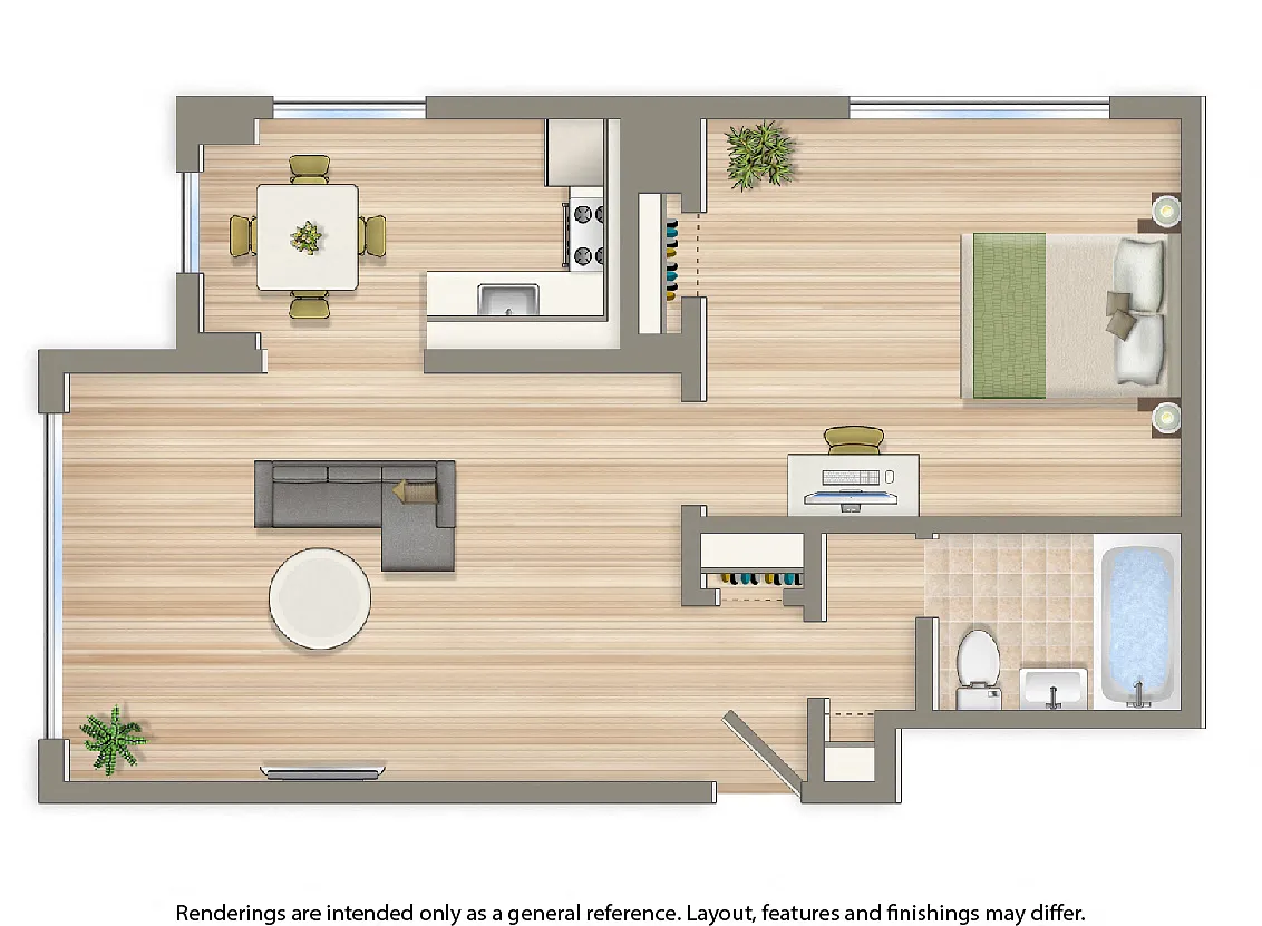 Floor plan 1 Bedroom C