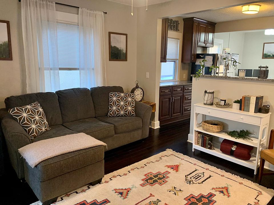 Living room looking into kitchen