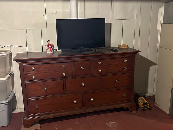 dresser in basement