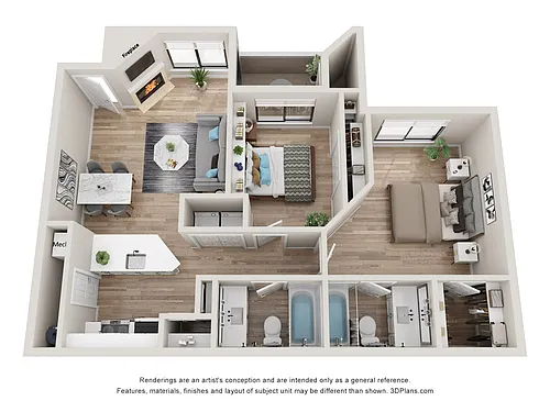 Floor plan 2 Bed/2 Bath-B2A