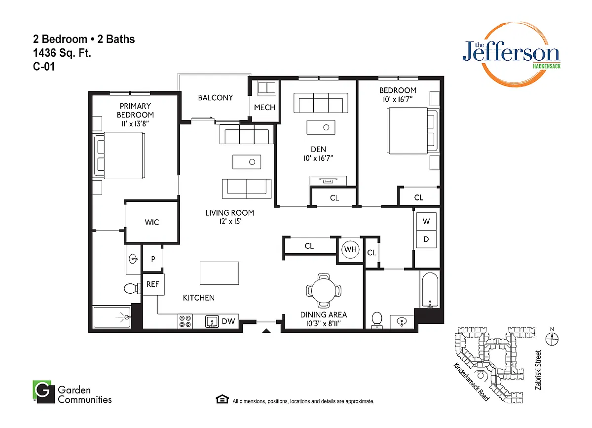 Floor plan $3.15/sq.ft. - C-01 Two Bedroom w/Den