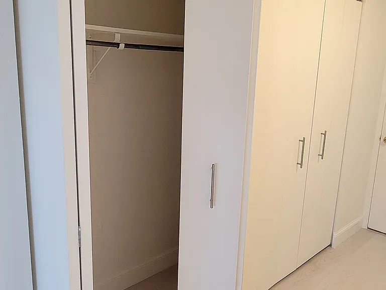 Studio apartment closets.