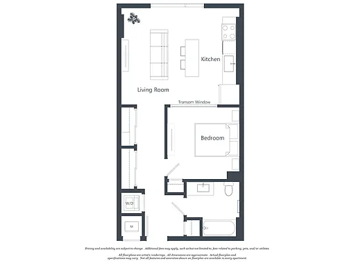 Floor plan 1 Bed - 1 Bath | aj2