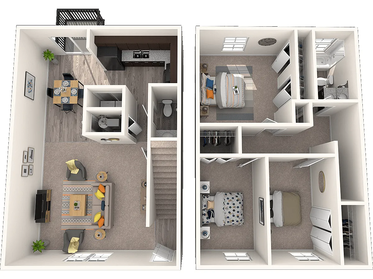 Floor plan Three Bedroom Townhome