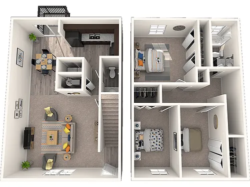 Floor plan Three Bedroom Townhome