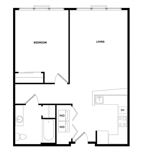 Floor plan Greenwood 1x1 Plan 1