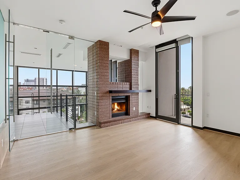 Primary bedroom with gas fireplace