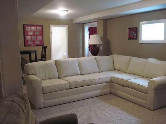 Family room in finished basement