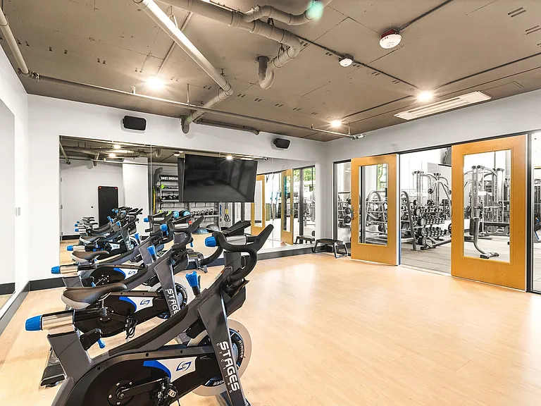 Find your zen in our yoga studio with on-demand fitness