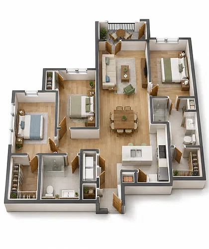 Floor plan Three Bedroom, Two Bath