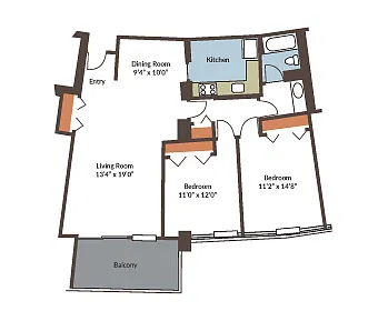 Floor plan 2 bed 2 bath
