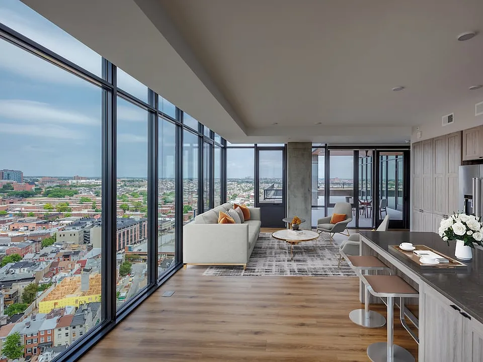 Penthouse-level Signature Collection apartment homes with floor-to-ceiling windows