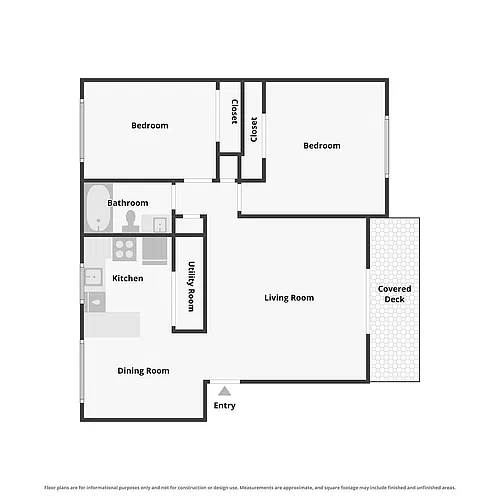Floor plan 2 Bedroom, 1 Bath B