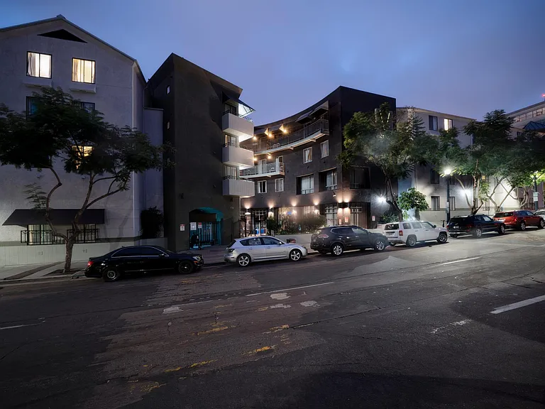 Night time exterior of the building