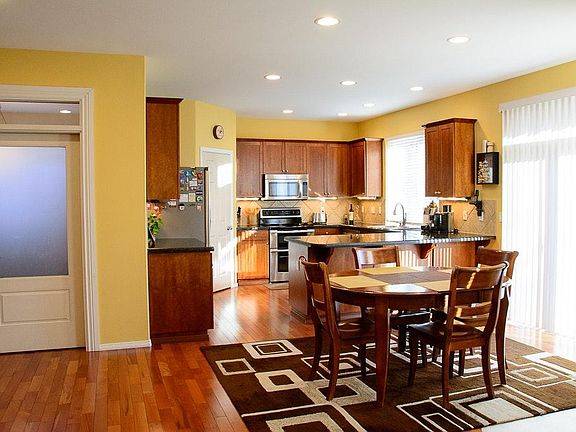 Kitchen, dining area, slider door to the back yard